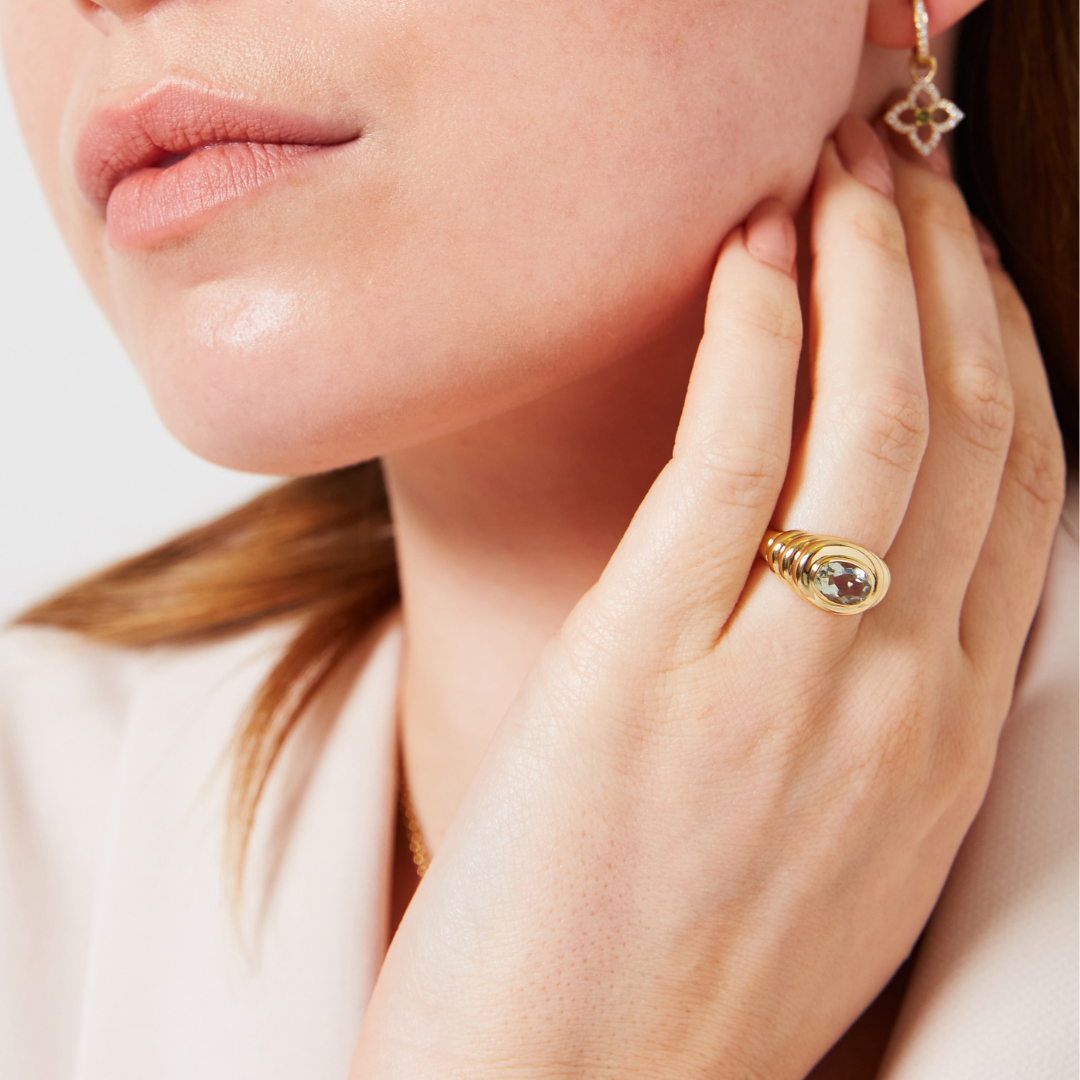 Kiki Classics Green Amethyst Ripple Ring