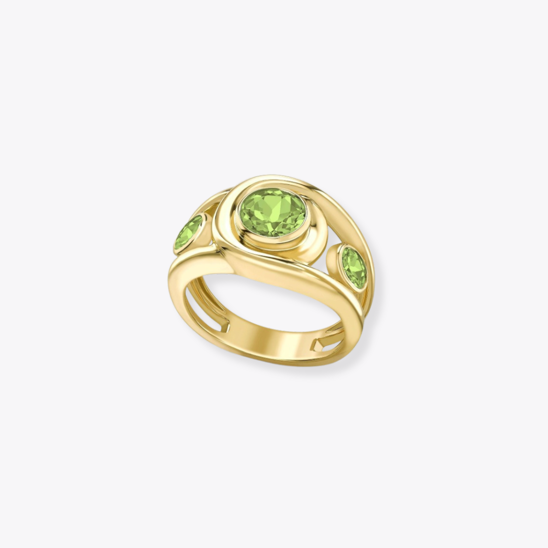 Forget-Me-Not Triple Stone Peridot Ring
