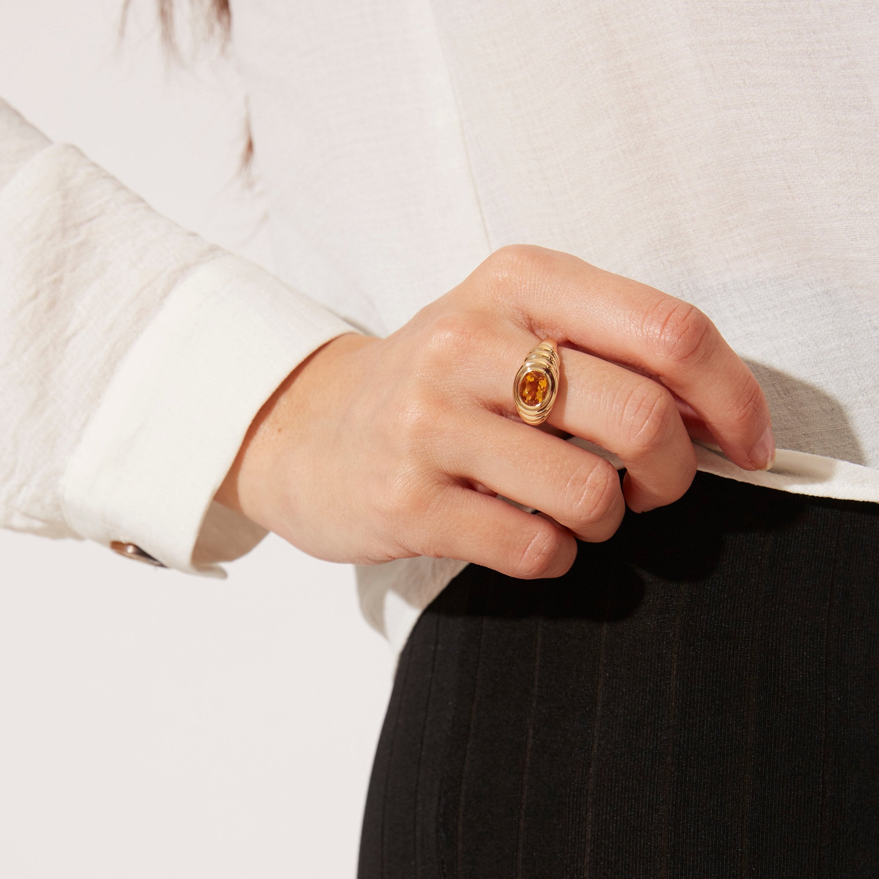 Kiki Classics Mini Citrine Ripple Ring