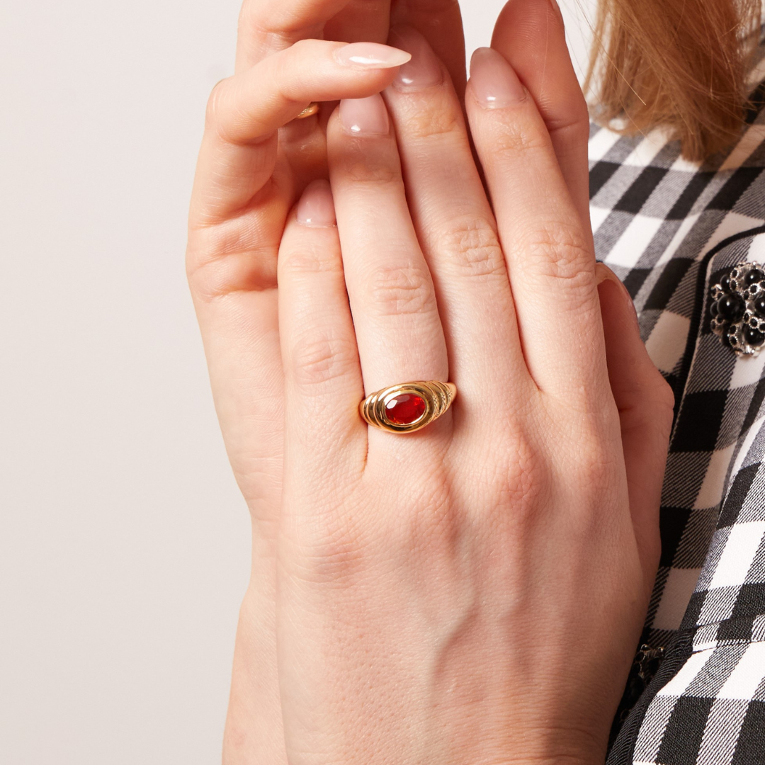 Kiki Classics Mini Fire Opal Ripple Ring