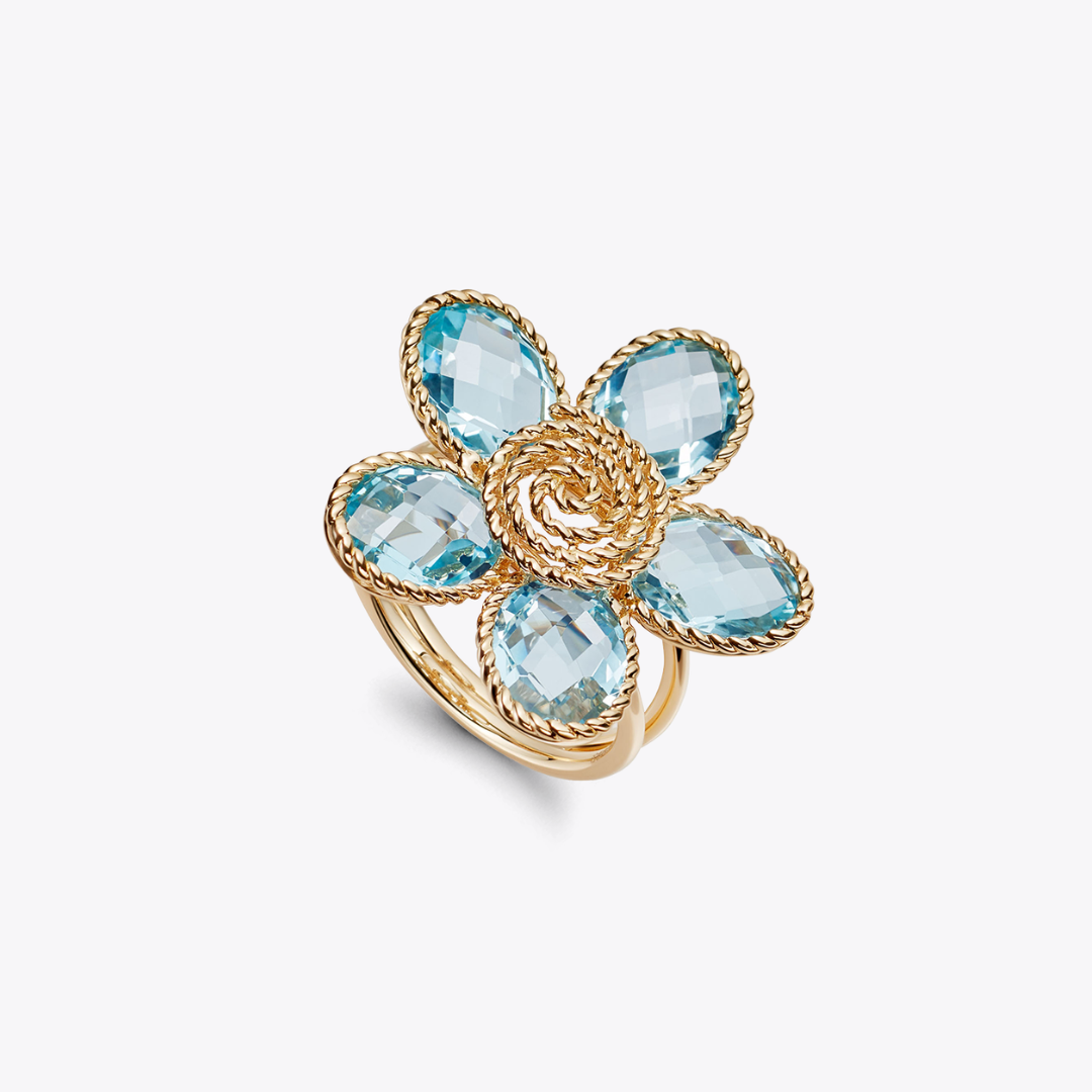 Florence Blue Topaz Flower Ring