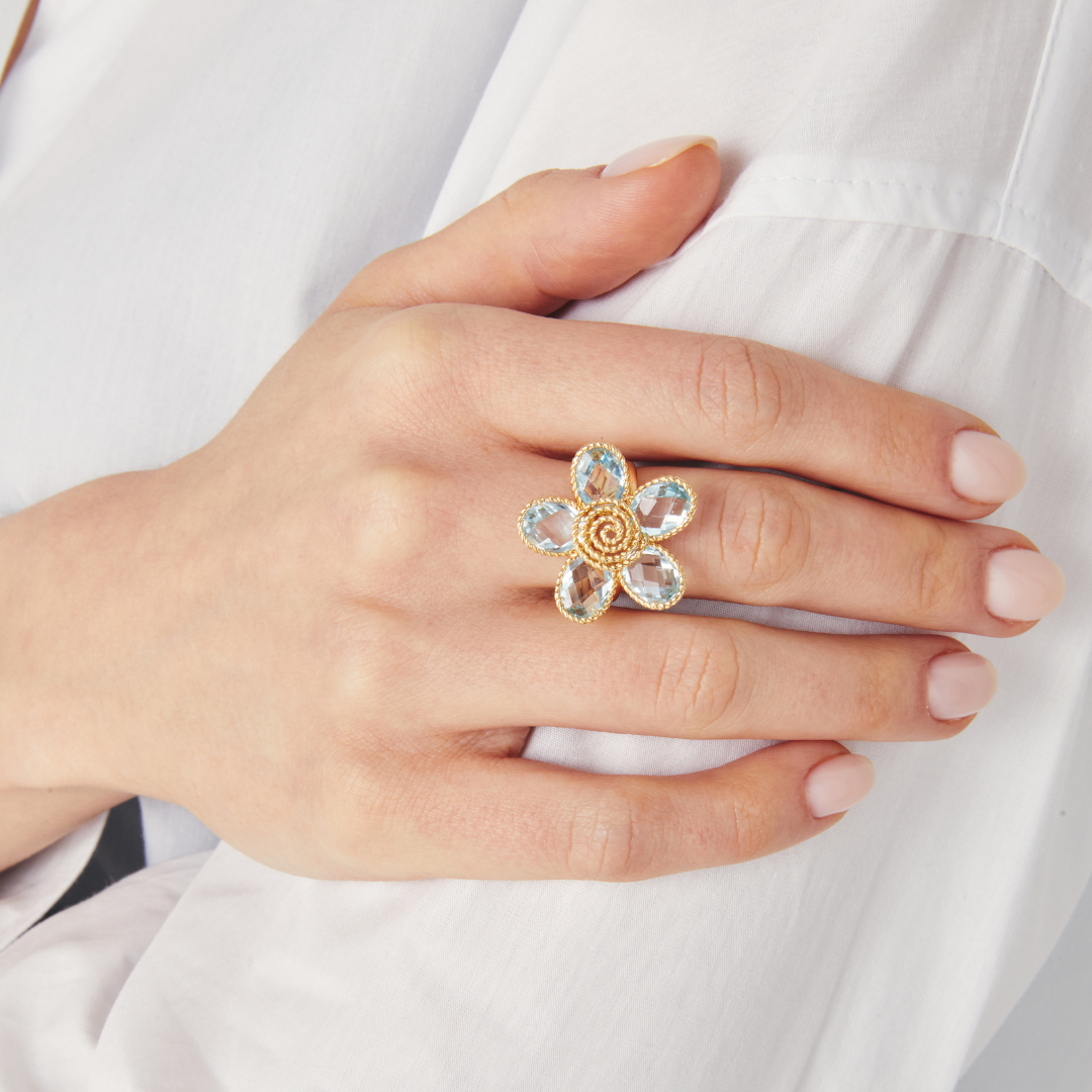 Florence Blue Topaz Flower Ring