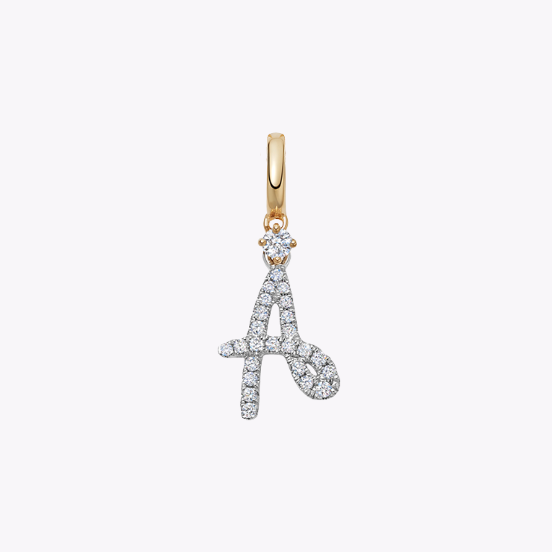 Squiggles "A" Diamond Pendant