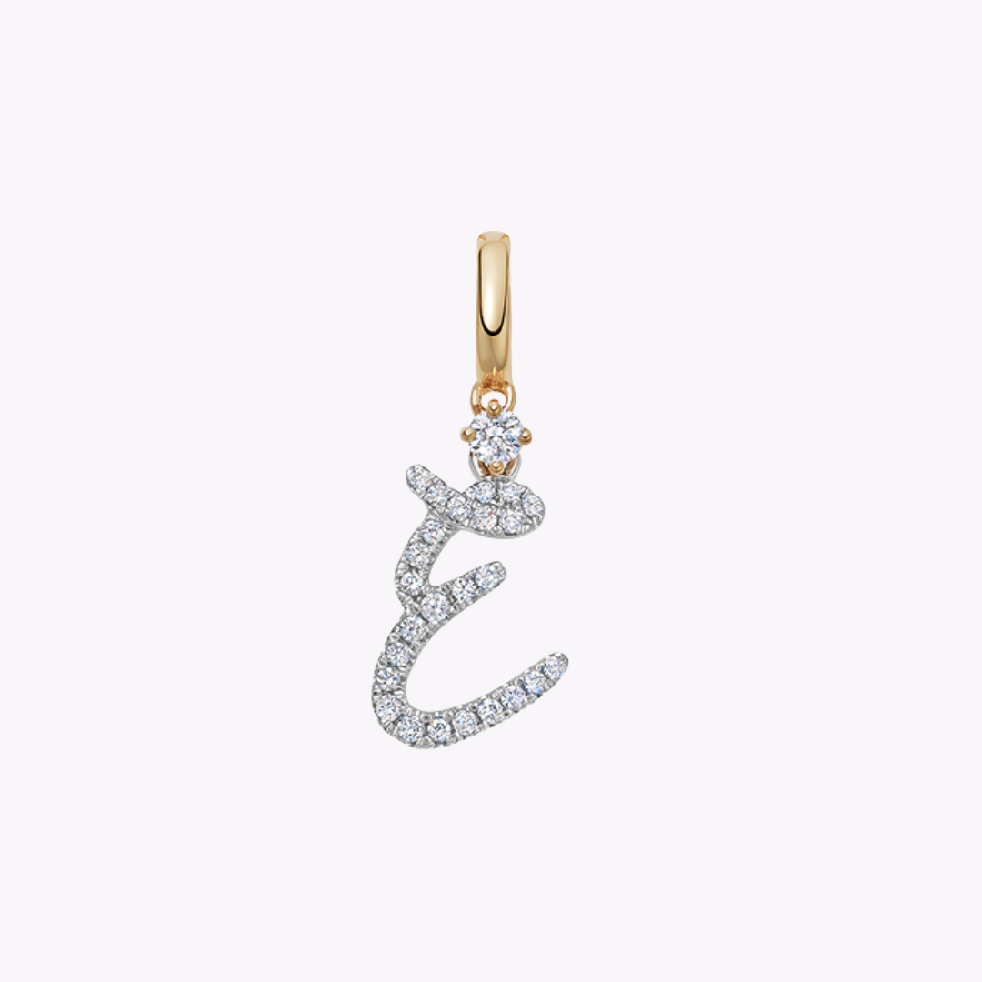 Squiggles "E" Diamond Pendant