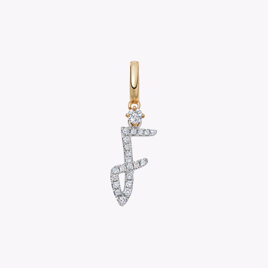 Squiggles "F" Diamond Pendant