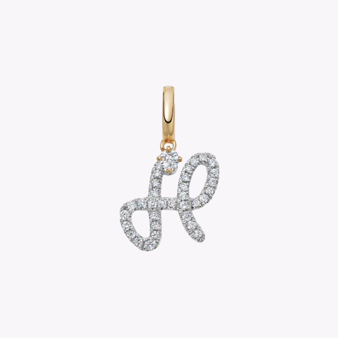 Squiggles "H" Diamond Pendant