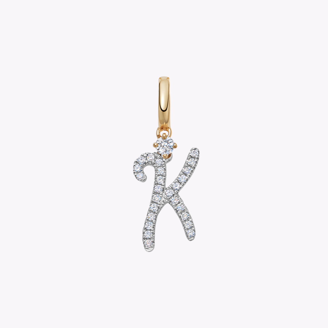 Squiggles "K" Diamond Pendant