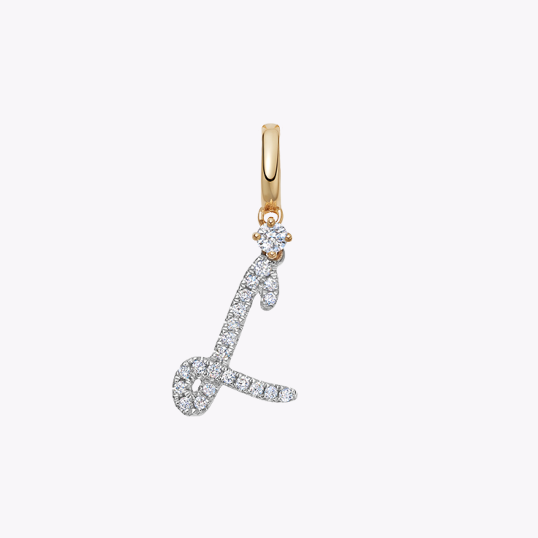 Squiggles "L" Diamond Pendant