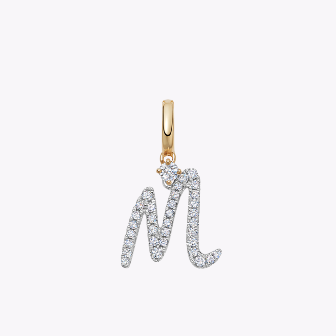 Squiggles "M" Diamond Pendant
