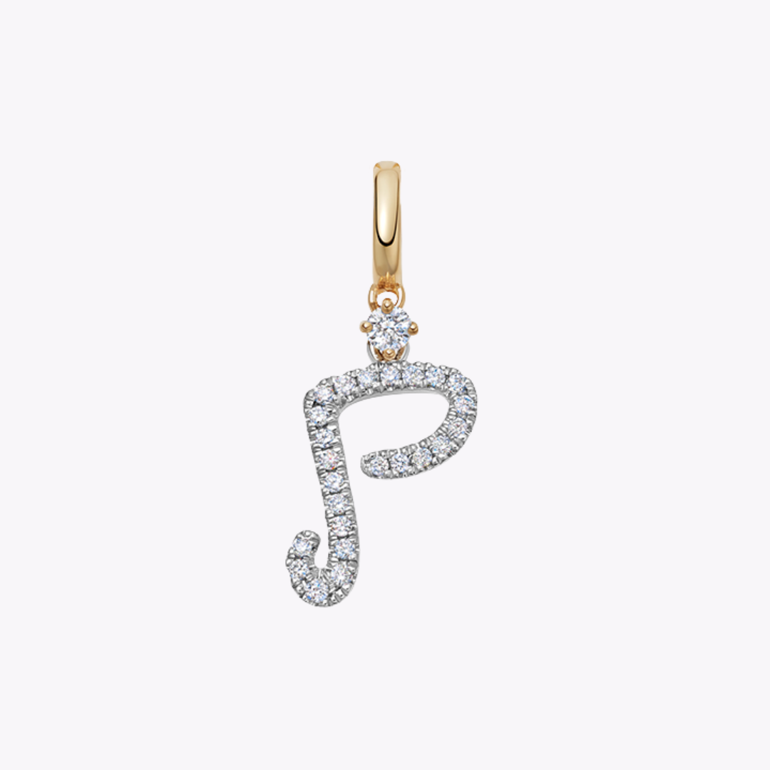 Squiggles "P" Diamond Pendant