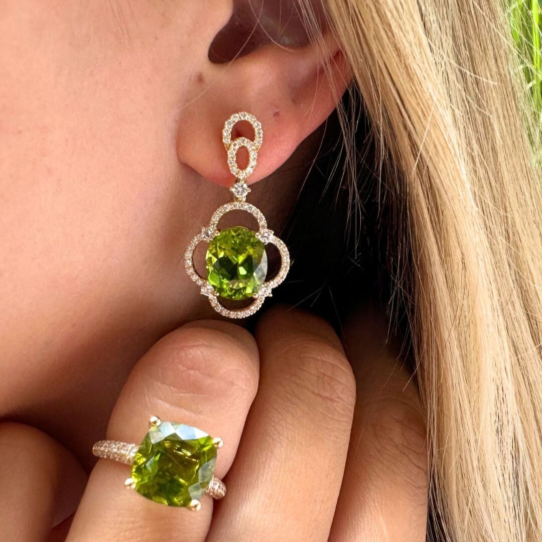 Special Editions Peridot and Diamond Open Petal Earrings