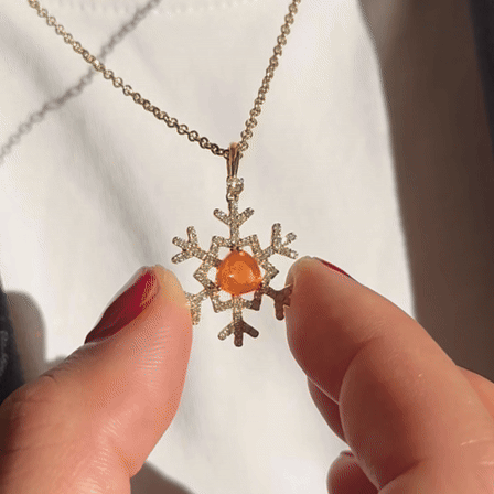 Snowflake Fire Opal and Diamond Pendant