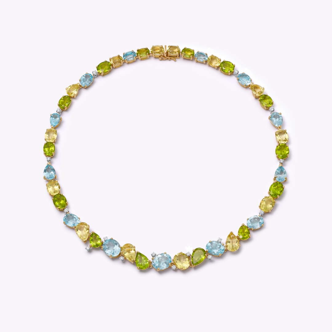 Special Editions Peridot, Blue Topaz, Lemon Quartz Collar Necklace