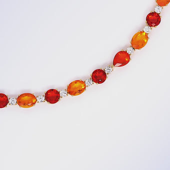 fire opal and diamond big 4 necklace