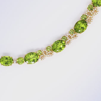 perdiot and diamond yellow gold big 4 necklace