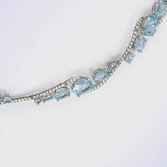 blue topaz and diamond big 4 necklace