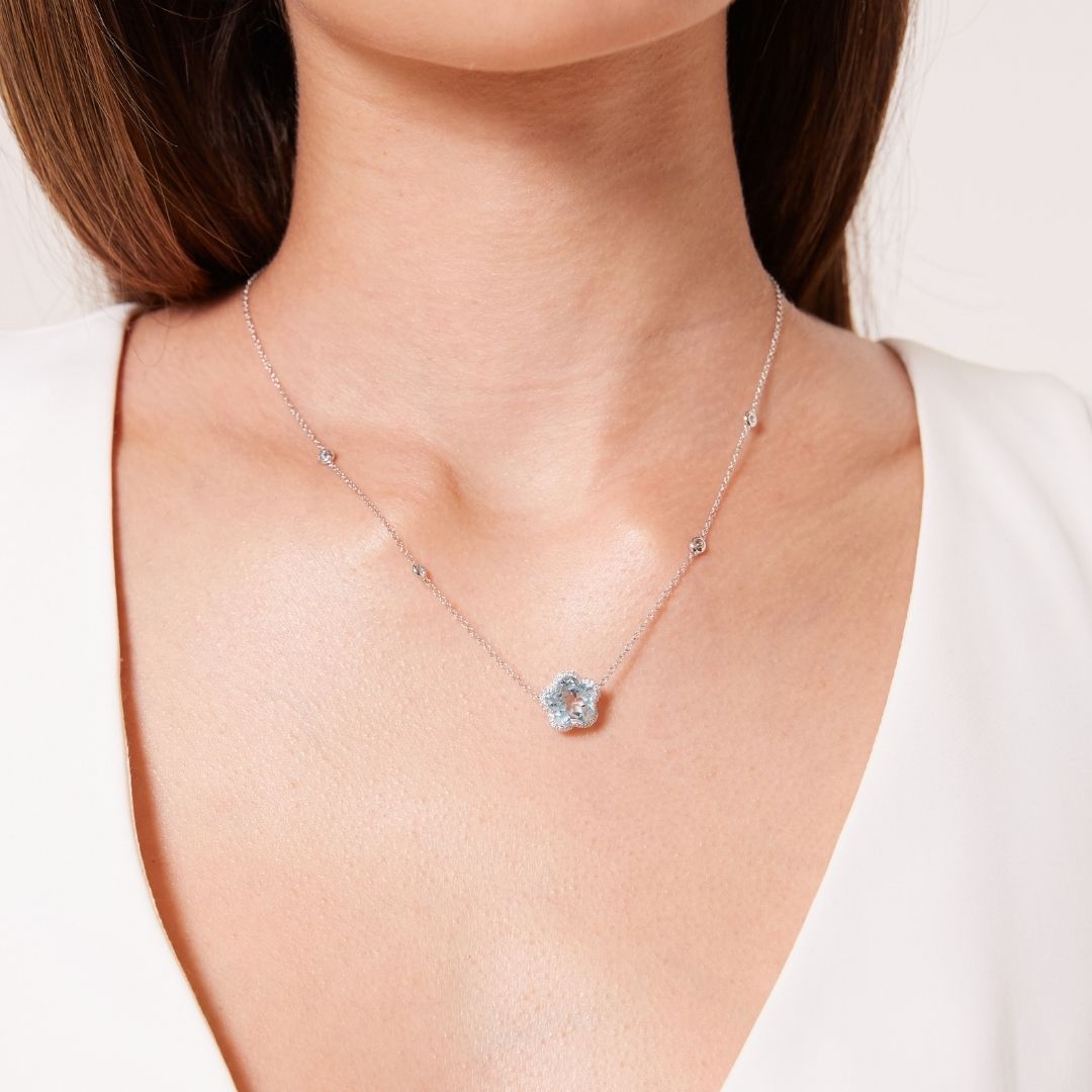 London blue topaz pendant necklace silver — Militza Ortiz Jewellery