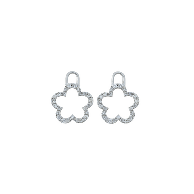 18ct White Gold and Diamond Flower Drops-0
