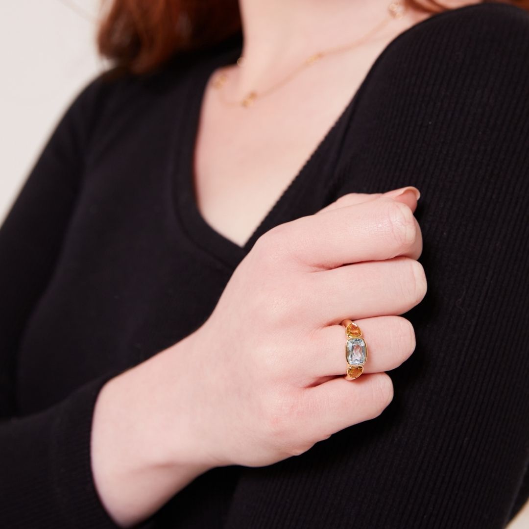 Kiki Classics Blue Topaz and Citrine Gypsy Ring