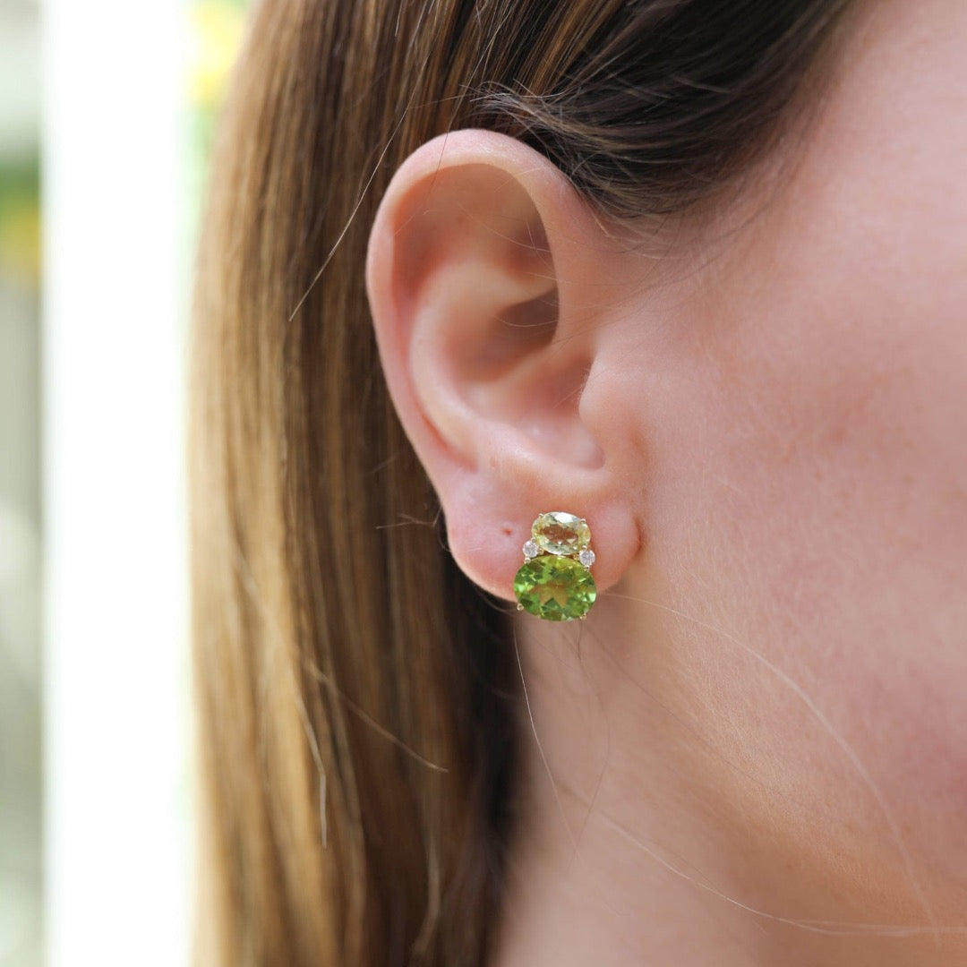 Kiki Classics Peridot and Lemon Quartz Double Oval Studs