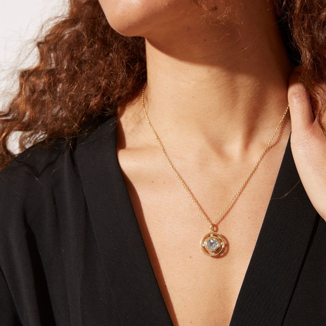 Apollo Blue Topaz and Diamond Pendant