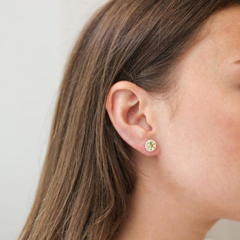 Grace Lemon Quartz and Diamond Stud Earrings in Yellow Gold