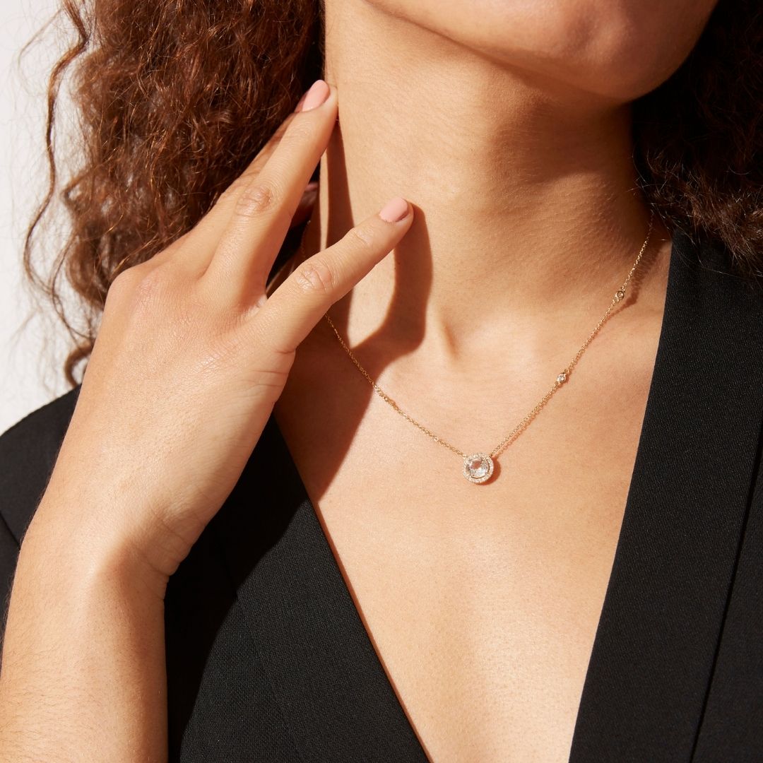 【KIKI McDONOUGH】GRACE◆ストーン&ダイヤモンド ネックレス Grace White Topaz and Diamond Necklace – Kiki McDonough