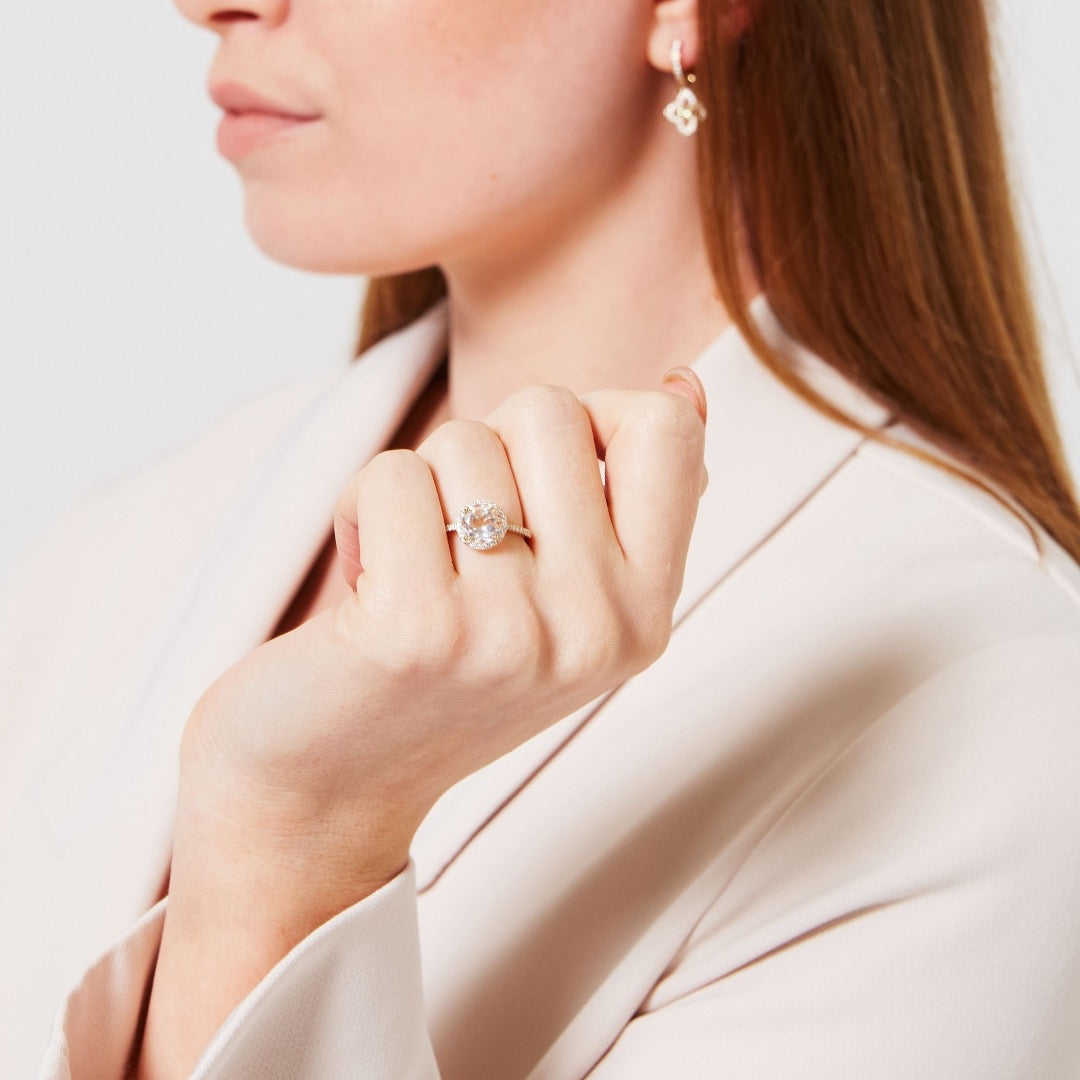 Grace White Topaz and Diamond Ring