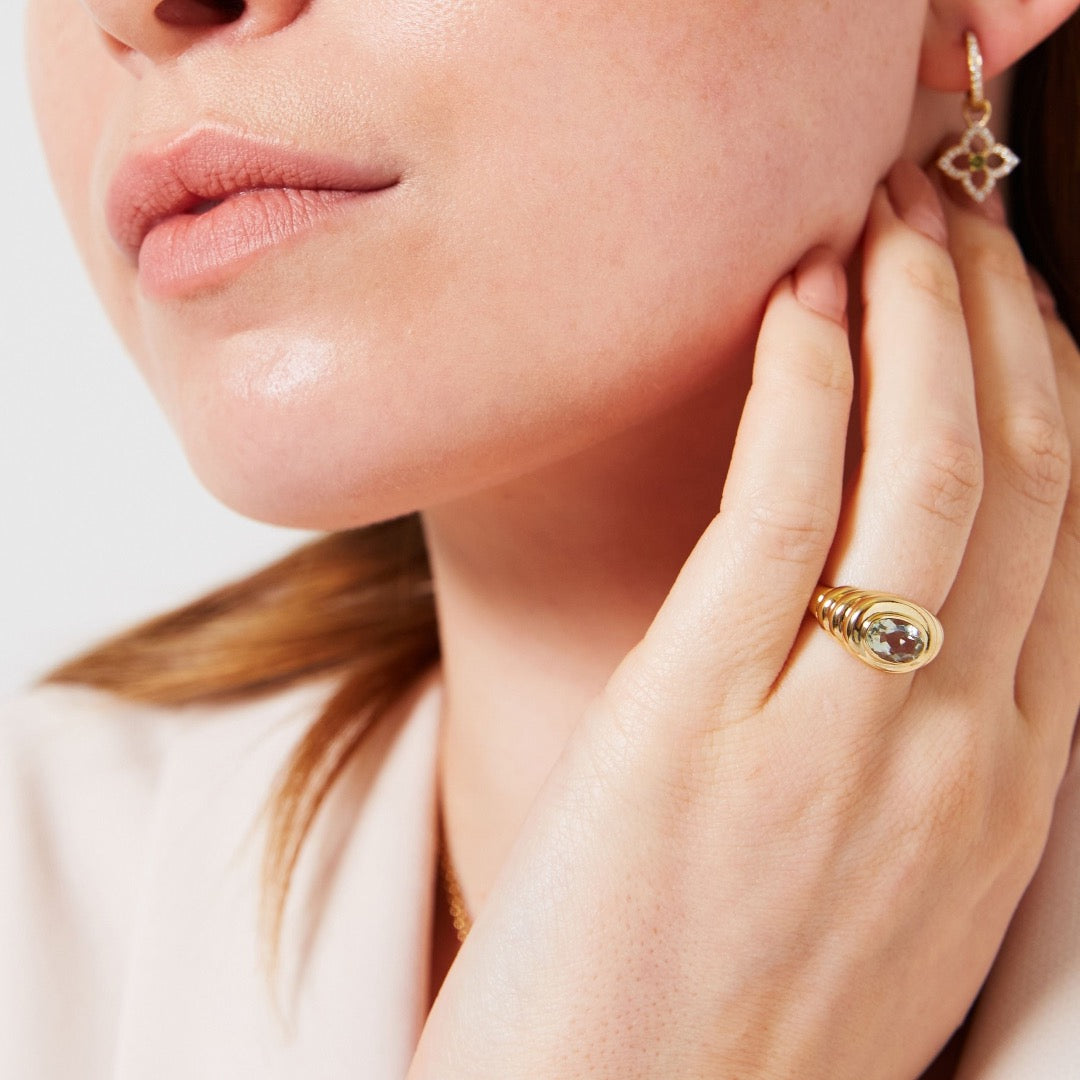 Kiki Classics Mini Green Amethyst Ripple Ring