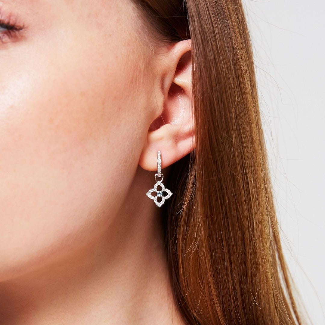Pointed Petal Diamond and Blue Topaz Detachable Drops