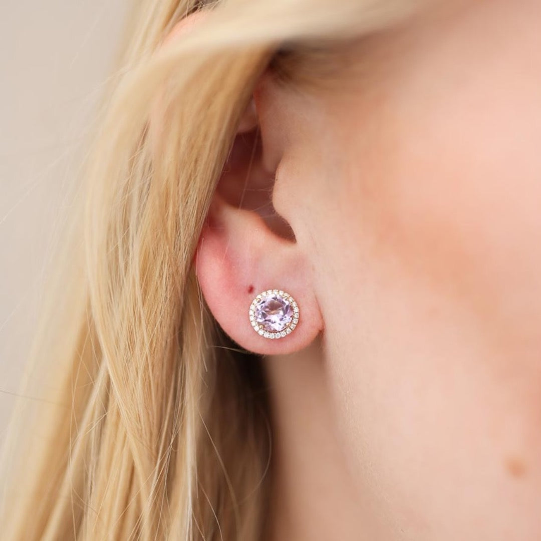 Grace Lavender Amethyst and Diamond Stud Earrings