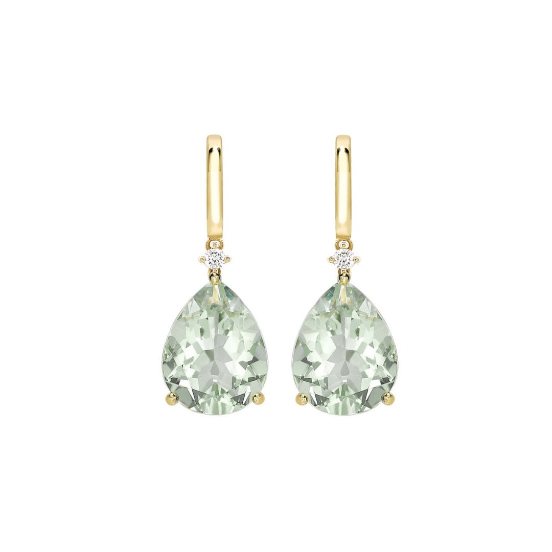 Kiki Classics Pear Drop Green Amethyst and Diamond Earrings – Kiki ...