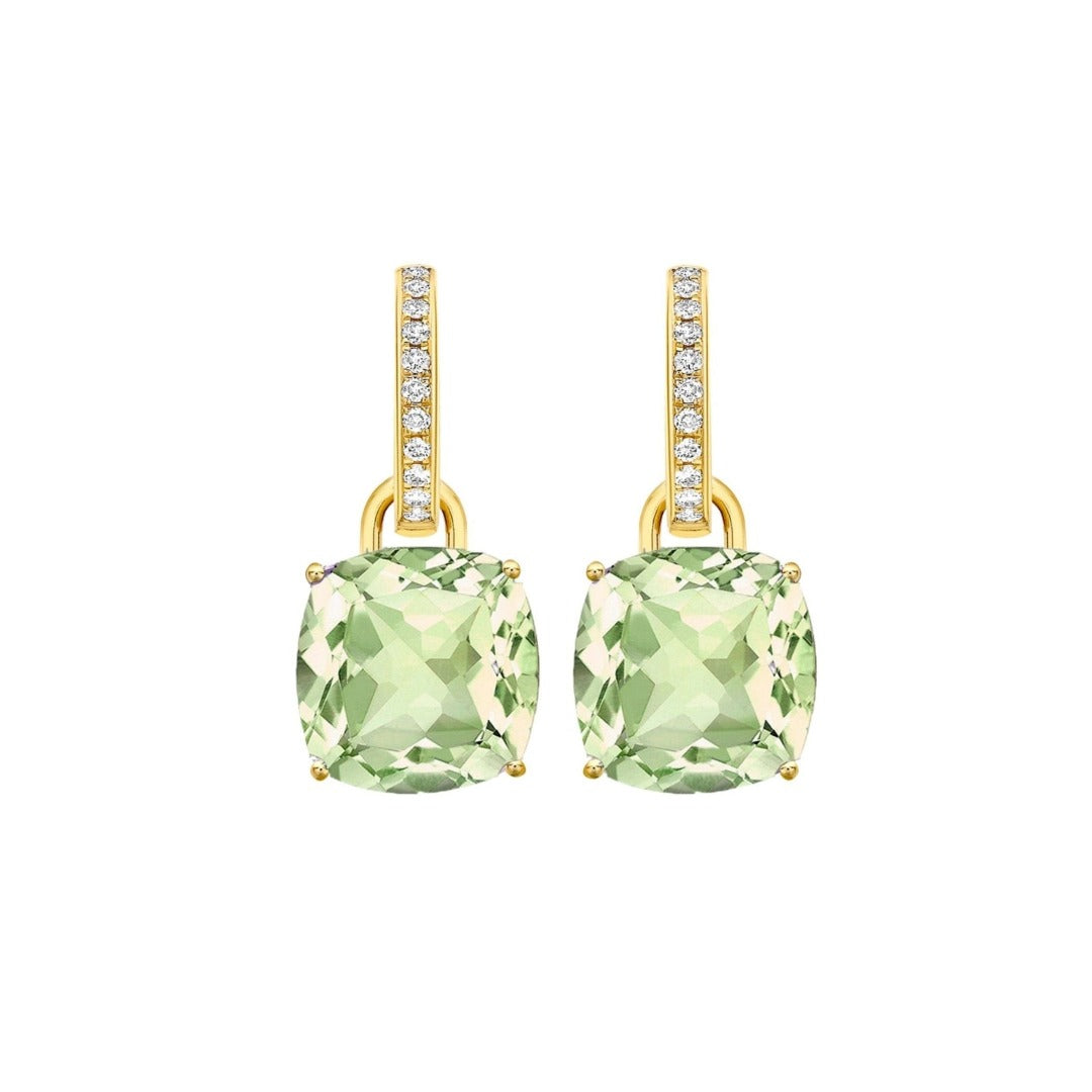 Kiki Cushion Green Amethyst and Diamond Detachable Earrings – Kiki ...