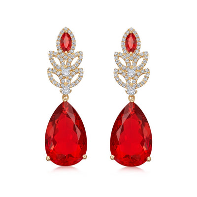 Special Editions Pear Fire Opal and Diamond Earrings