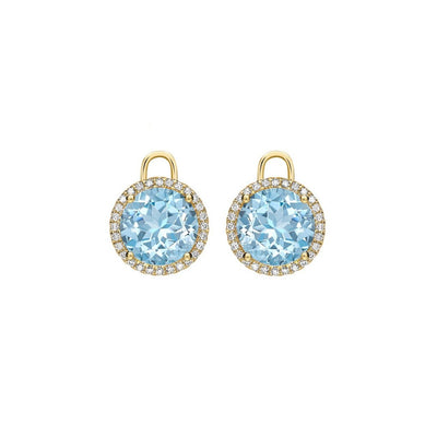Grace Blue Topaz and Diamond Round Drops in Yellow Gold