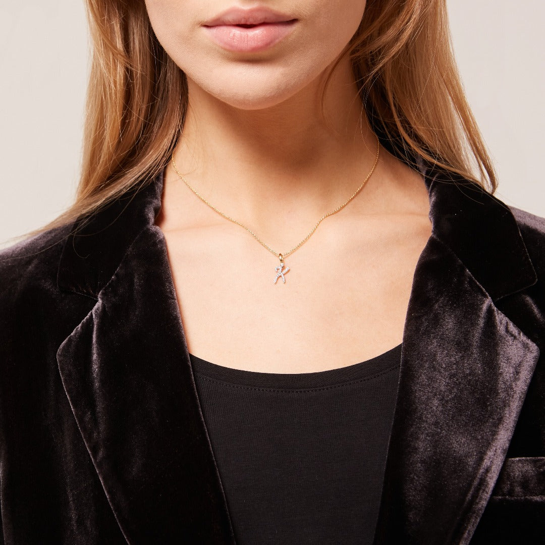 Squiggles "K" Diamond Pendant Necklace