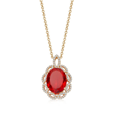 Special Editions Fire Opal and Diamond Leaf Necklace