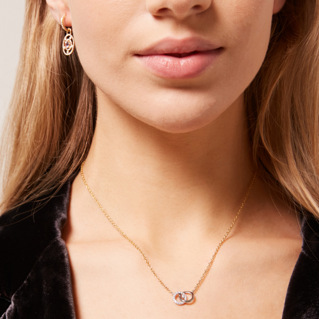 Kiki Diamonds Interlinking Necklace in White and Yellow Gold