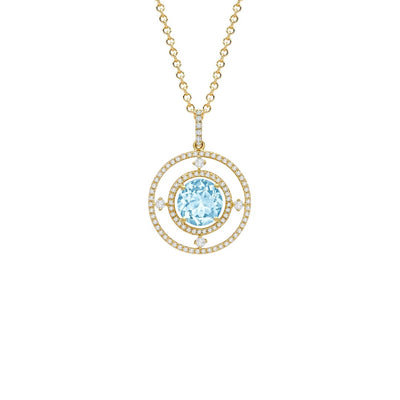 Apollo Medium Blue Topaz and Diamond Pendant