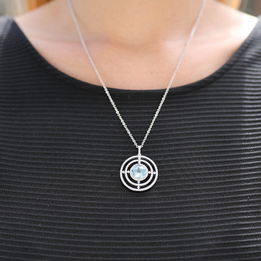 Apollo Sun Blue Topaz and Diamond Pendant