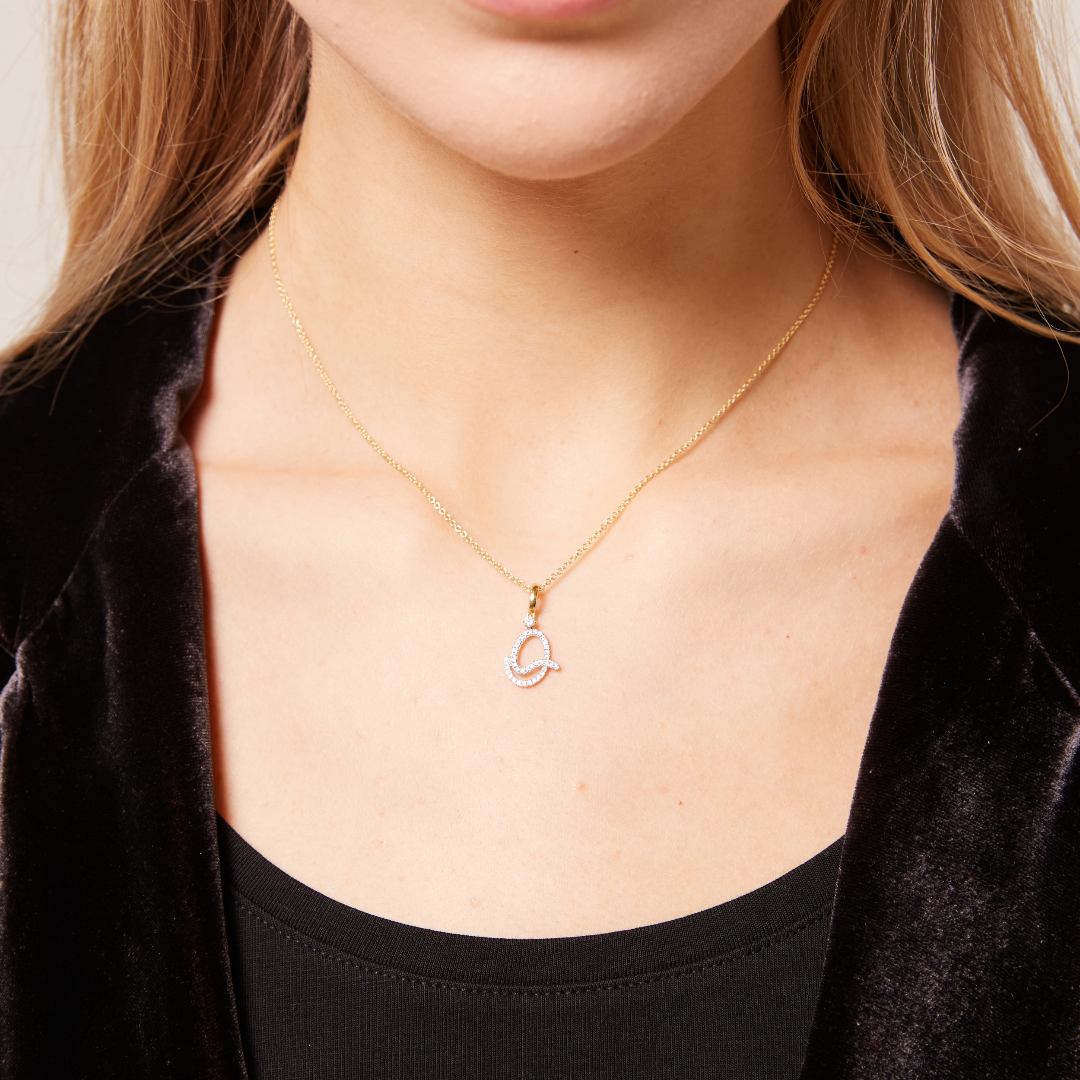 Squiggles "Q" Diamond Pendant Necklace