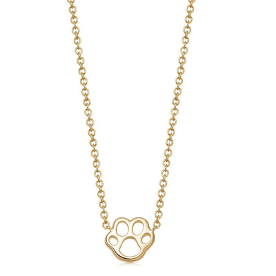 Memories Paw Print Necklace in Yellow Gold