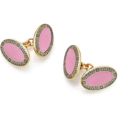 Zeus Baby Pink and Black Border Enamel Cufflinks