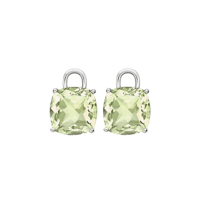 Green Amethyst White Gold Cushion Drops-0