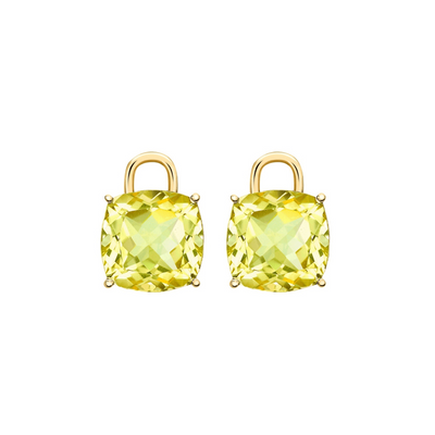 Lemon Quartz Yellow Gold Cushion Drops-0